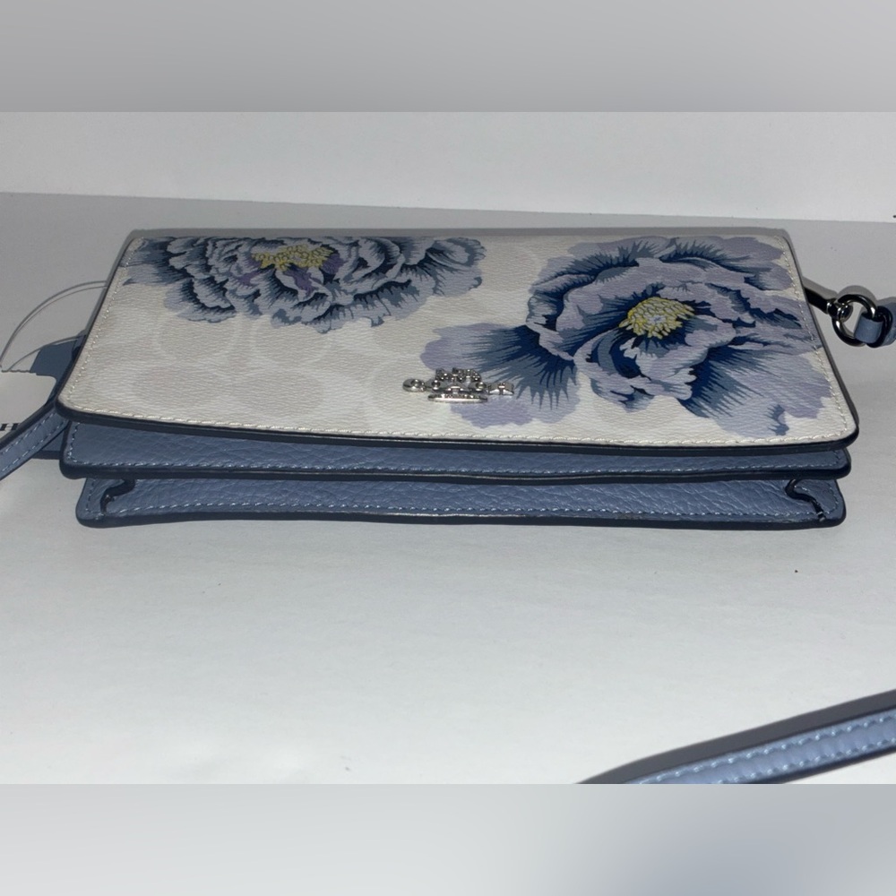 COACH Signature Floral Kaffe Foldover Crossbody Clutch Handbag NWT 6217 Retired - Picture 5 of 9